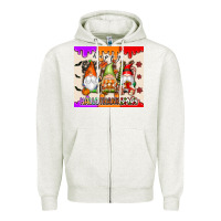 Oatmeal Heather Happy Hallothanksmas gnomes Zipper Hoodie - texasbilliewilder