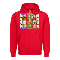 Red Happy Hallothanksmas gnomes Zipper Hoodie - texasbilliewilder
