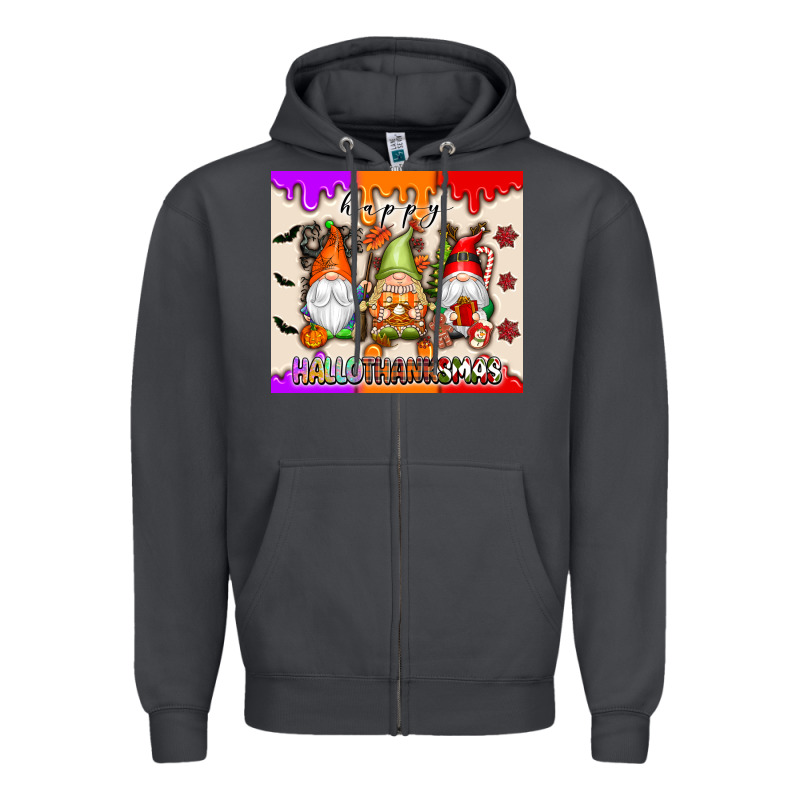 Happy Hallothanksmas Gnomes Zipper Hoodie by texasbilliewilder | Teevron