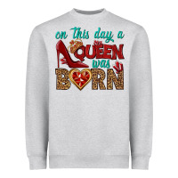 Heather Grey on this day a queen was born Heavyweight Sweatshirt - BundleAndBundleShop