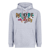 Heather Grey Nurse on duty Heavyweight Hoodie - CowGirlArtShop