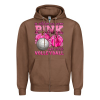 Chestnut In October We Wear Pink and Watch Volleyball Zipper Hoodie - texasbilliewilder