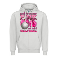 Dove Grey In October We Wear Pink and Watch Volleyball Zipper Hoodie - texasbilliewilder