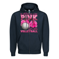Navy In October We Wear Pink and Watch Volleyball Zipper Hoodie - texasbilliewilder