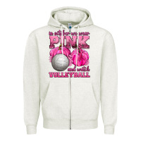 Oatmeal Heather In October We Wear Pink and Watch Volleyball Zipper Hoodie - texasbilliewilder