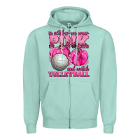 Seafoam In October We Wear Pink and Watch Volleyball Zipper Hoodie - texasbilliewilder