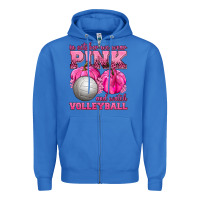 True Royal In October We Wear Pink and Watch Volleyball Zipper Hoodie - texasbilliewilder