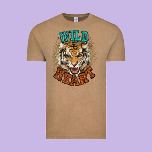 Wild Heart Tiger College Western Vintage Tee Designed By Nancycooperartshop