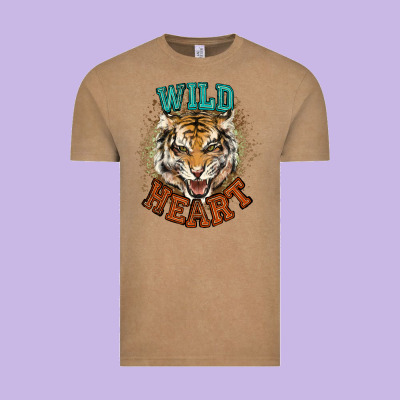 Wild Heart Tiger College Western Vintage Tee Designed By Nancycooperartshop