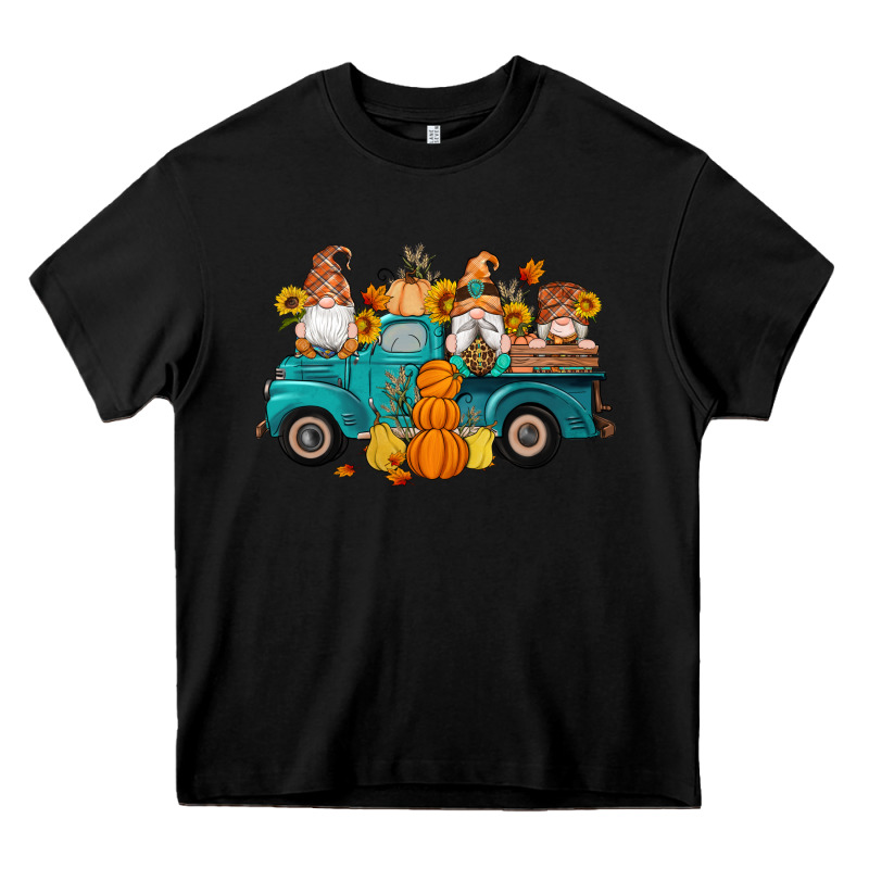 Fall Gnomes Truck Pumpkin Sunflowers Heavy Core Tee by Artiststas | Teevron