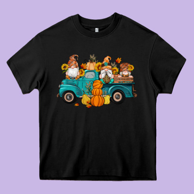 Fall Gnomes Truck Pumpkin Sunflowers Heavy Core Tee Designed By Artiststas