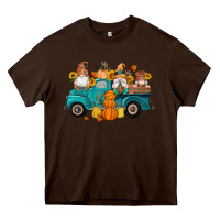 Chocolate Brown fall gnomes truck pumpkin sunflowers Heavy Core Tee - Artiststas