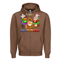 Chestnut happy hallothanksmas coffee cups with ghost turkey Zipper Hoodie - texasbilliewilder