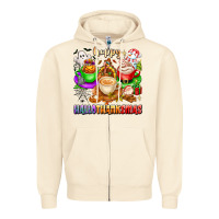 Sandshell happy hallothanksmas coffee cups with ghost turkey Zipper Hoodie - texasbilliewilder