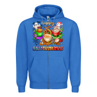 True Royal happy hallothanksmas coffee cups with ghost turkey Zipper Hoodie - texasbilliewilder