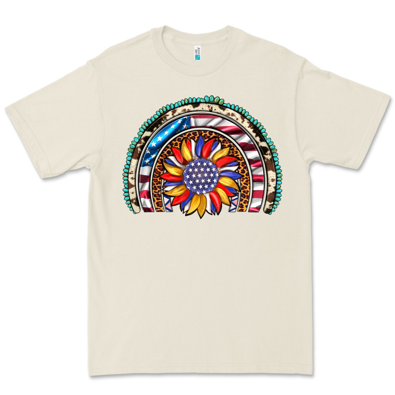 Sunflower American Flag Leopard Gemstone Cowhide Rainbow Premium Tee by Artiststas | Teevron