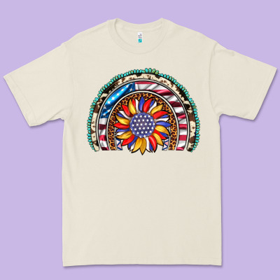 Sunflower American Flag Leopard Gemstone Cowhide Rainbow Premium Tee Designed By Artiststas
