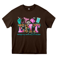 Chocolate Brown emt emergency medical technician Heavy Core Tee - AdoDesignShop