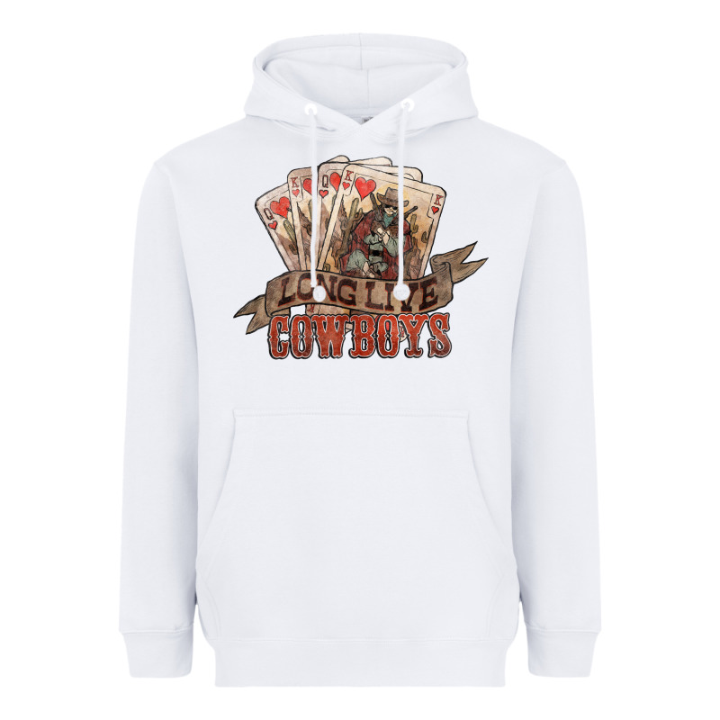 Long Live Cowboys Cards Heavyweight Hoodie by HowdyJamesFarm | Teevron