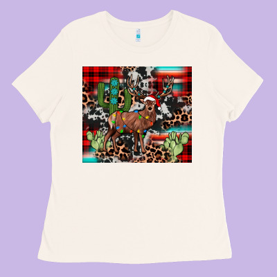 Christmas Reinder Ladies Tee Designed By Jahusdesignshop