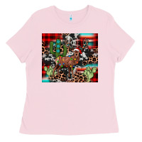 Bubblegum Pink christmas reinder Ladies Tee - JahusDesignShop