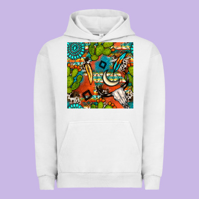 Western Cactus Aztec Seamless Pattern Urban Hoodie Designed By Bundleandbundleshop