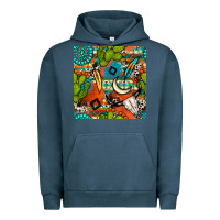 Pigment Midnight Navy western cactus aztec seamless pattern Urban Hoodie - BundleAndBundleShop