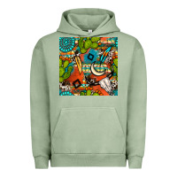 Pigment Oil Green western cactus aztec seamless pattern Urban Hoodie - BundleAndBundleShop