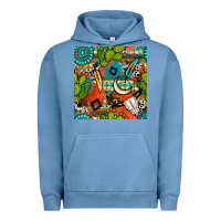 Pigment Pebble Blue western cactus aztec seamless pattern Urban Hoodie - BundleAndBundleShop