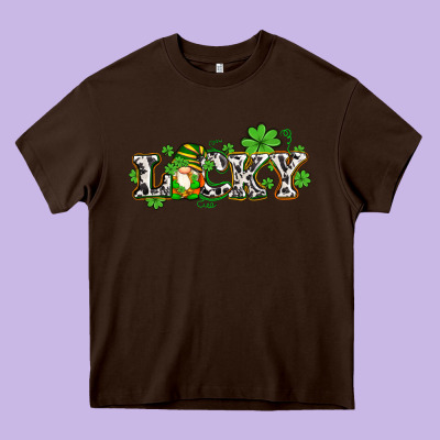 Lucky With Gnome And  Shamrocks Heavy Core Tee Designed By Adodesignshop