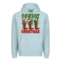 Blue Mist cowboy christmas boots cactus Premium Hoodie - CowGirlArtShop