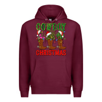 Burgundy cowboy christmas boots cactus Premium Hoodie - CowGirlArtShop