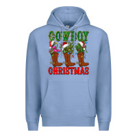 Colony Blue cowboy christmas boots cactus Premium Hoodie - CowGirlArtShop
