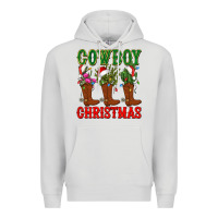 Dove Grey cowboy christmas boots cactus Premium Hoodie - CowGirlArtShop