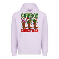 Lilac cowboy christmas boots cactus Premium Hoodie - CowGirlArtShop