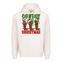 Pale Pink cowboy christmas boots cactus Premium Hoodie - CowGirlArtShop