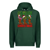 Sports Green cowboy christmas boots cactus Premium Hoodie - CowGirlArtShop
