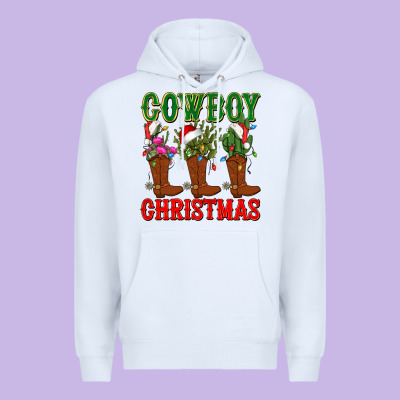 Cowboy Christmas Boots Cactus Premium Hoodie Designed By Cowgirlartshop