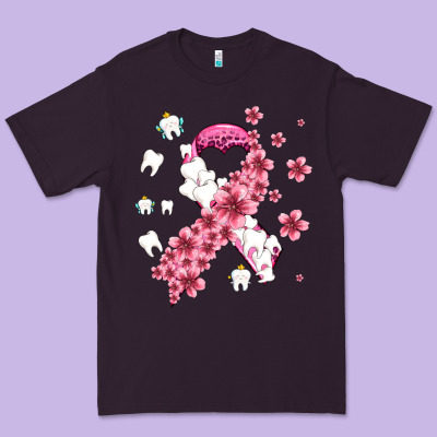 Teeth And Flower Cancer Ribbon Premium Tee Designed By Adodesignshop