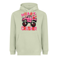 Matcha Heart crusher pink monster truck Valentine's Day Heavyweight Hoodie - HowdyJamesFarm