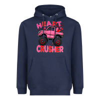 Navy Heart crusher pink monster truck Valentine's Day Heavyweight Hoodie - HowdyJamesFarm