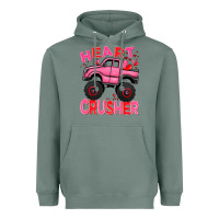 Sage Heart crusher pink monster truck Valentine's Day Heavyweight Hoodie - HowdyJamesFarm