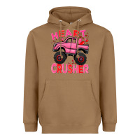 Toasted Coconut Heart crusher pink monster truck Valentine's Day Heavyweight Hoodie - HowdyJamesFarm