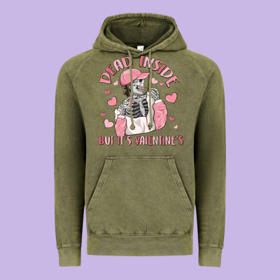 Dead Inside But It's Valentine's Vintage Hoodie Designed By Maliassmallbusiness