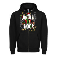 Black Jingle bell rock Zipper Hoodie - NancyCooperArtShop