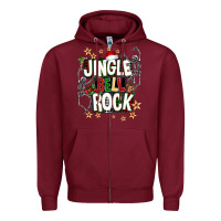 Burgundy Jingle bell rock Zipper Hoodie - NancyCooperArtShop