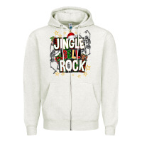 Oatmeal Heather Jingle bell rock Zipper Hoodie - NancyCooperArtShop