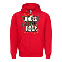 Red Jingle bell rock Zipper Hoodie - NancyCooperArtShop