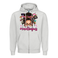 Dove Grey Small business messy bun Zipper Hoodie - texasbilliewilder