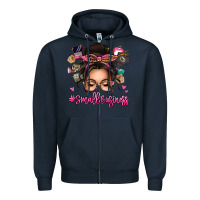 Navy Small business messy bun Zipper Hoodie - texasbilliewilder